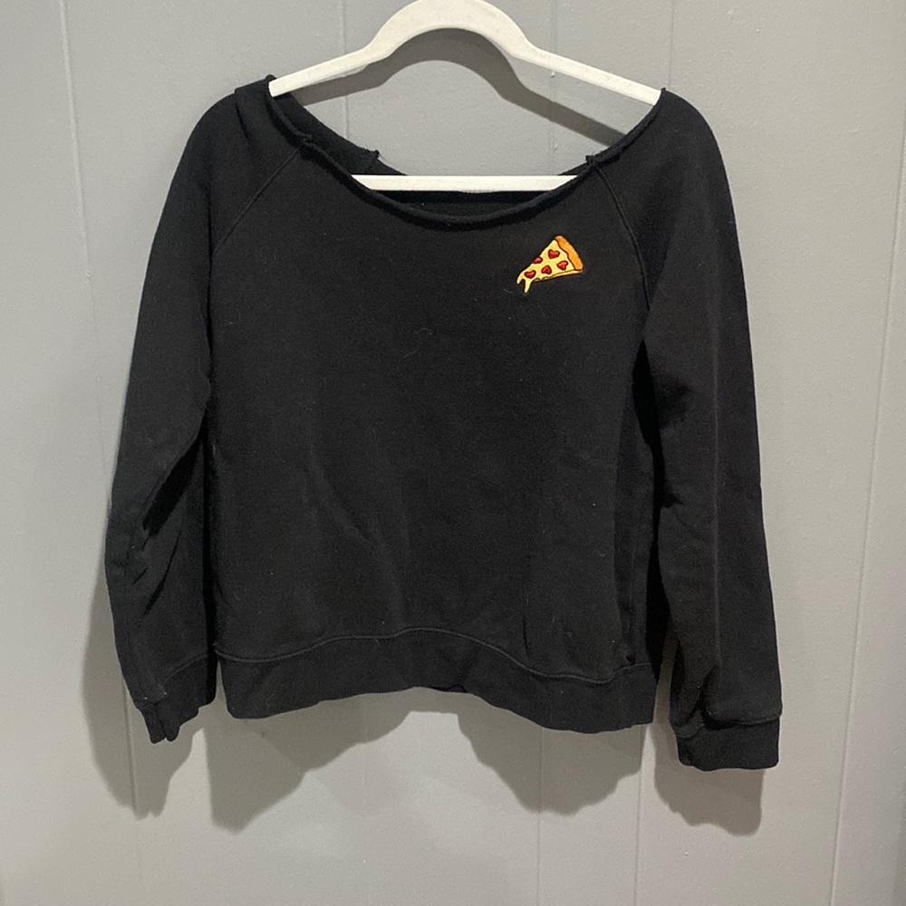 off the shoulder pizza sweatshirt
